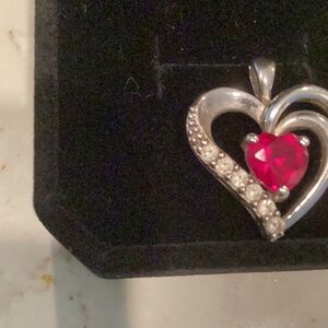 Heart-Shaped Silver and Red Gemstone Ring